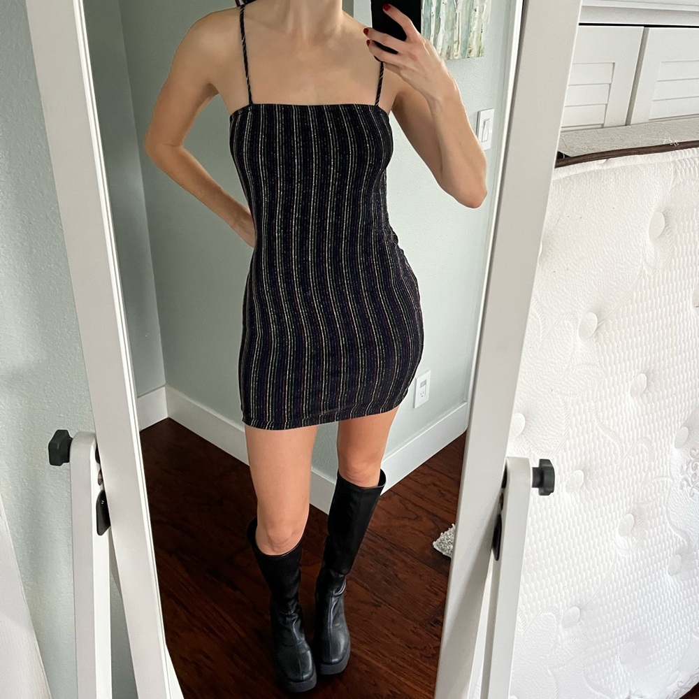 Black Striped Mini Dress